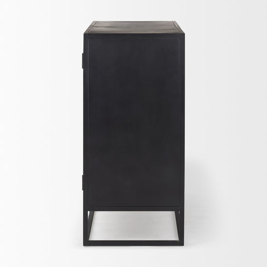 Mercana Sloan Black Wood With Black Metal Frame Accent Cabinet