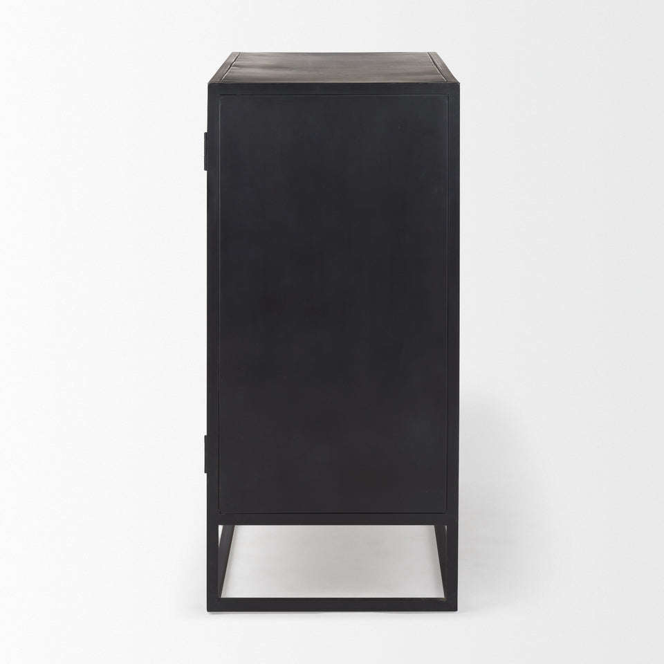 Mercana Sloan Black Wood With Black Metal Frame Accent Cabinet
