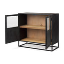Mercana Sloan Black Wood With Black Metal Frame Accent Cabinet