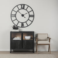 Mercana Sloan Black Wood With Black Metal Frame Accent Cabinet