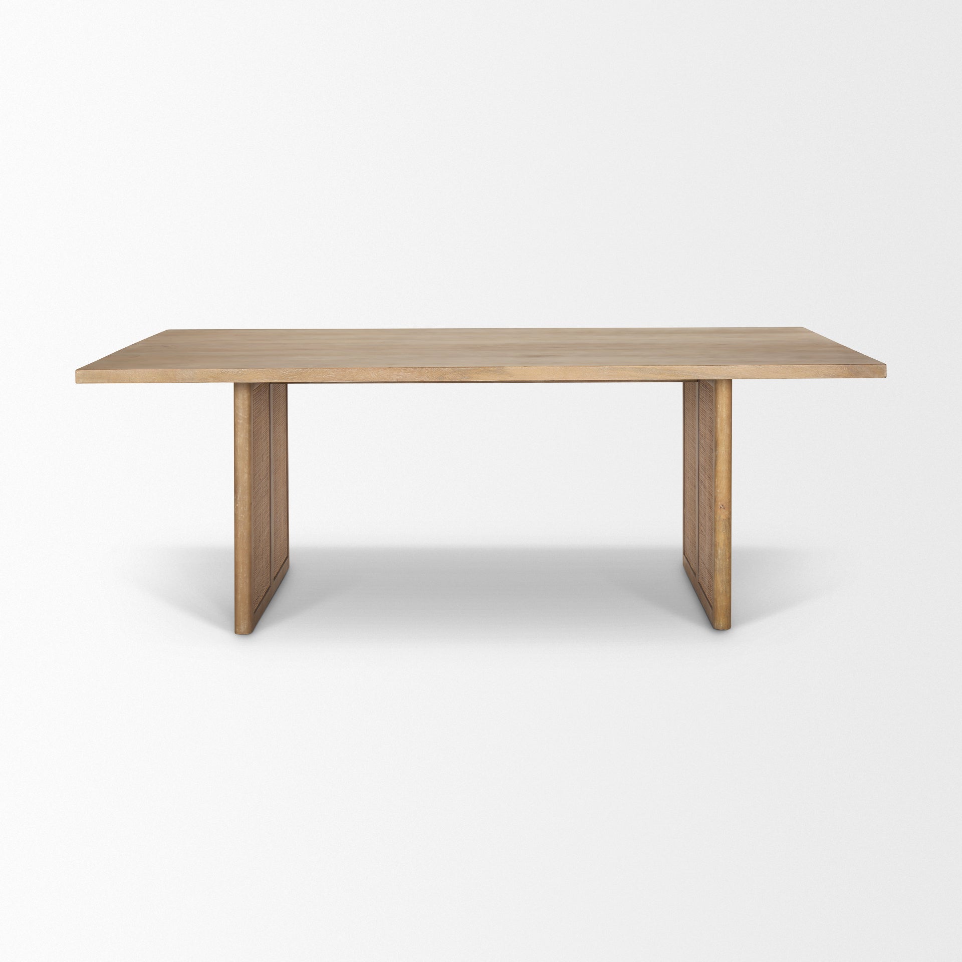 Mercana Grier 84L Light Brown Wood with Cane Dining Table