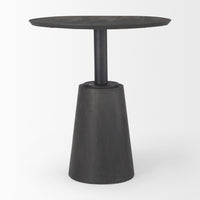Mercana Maxwell 32" Round Black-Brown Wood With Black Metal Pedestal Bistro Table