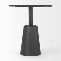 Mercana Maxwell 32" Round Black-Brown Wood With Black Metal Pedestal Bistro Table