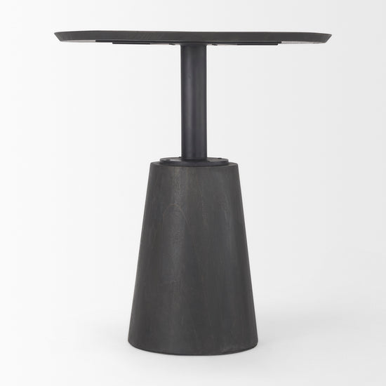 Mercana Maxwell 32" Round Black-Brown Wood With Black Metal Pedestal Bistro Table