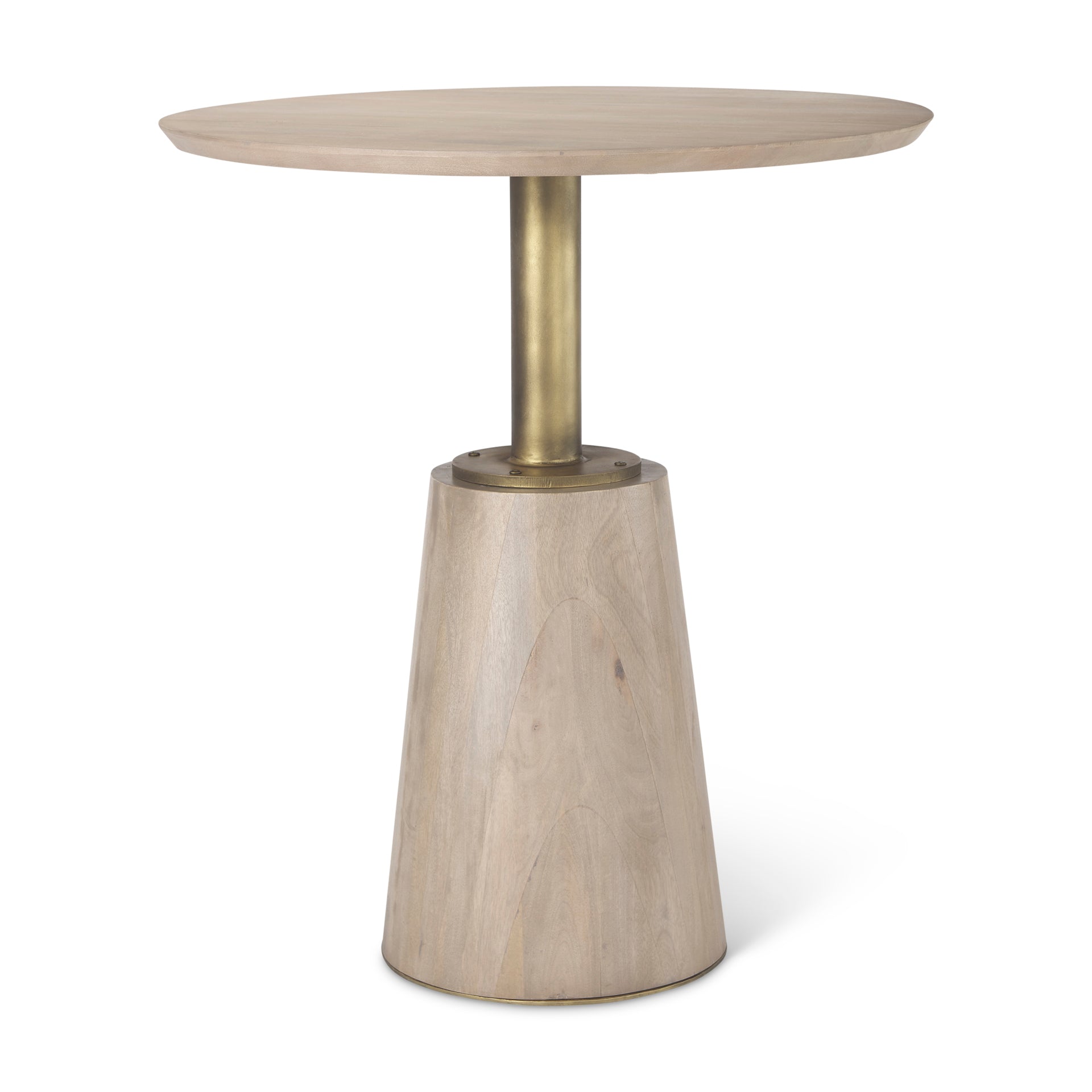 Mercana Maxwell 32" Round Black-Brown Wood With Black Metal Pedestal Bistro Table
