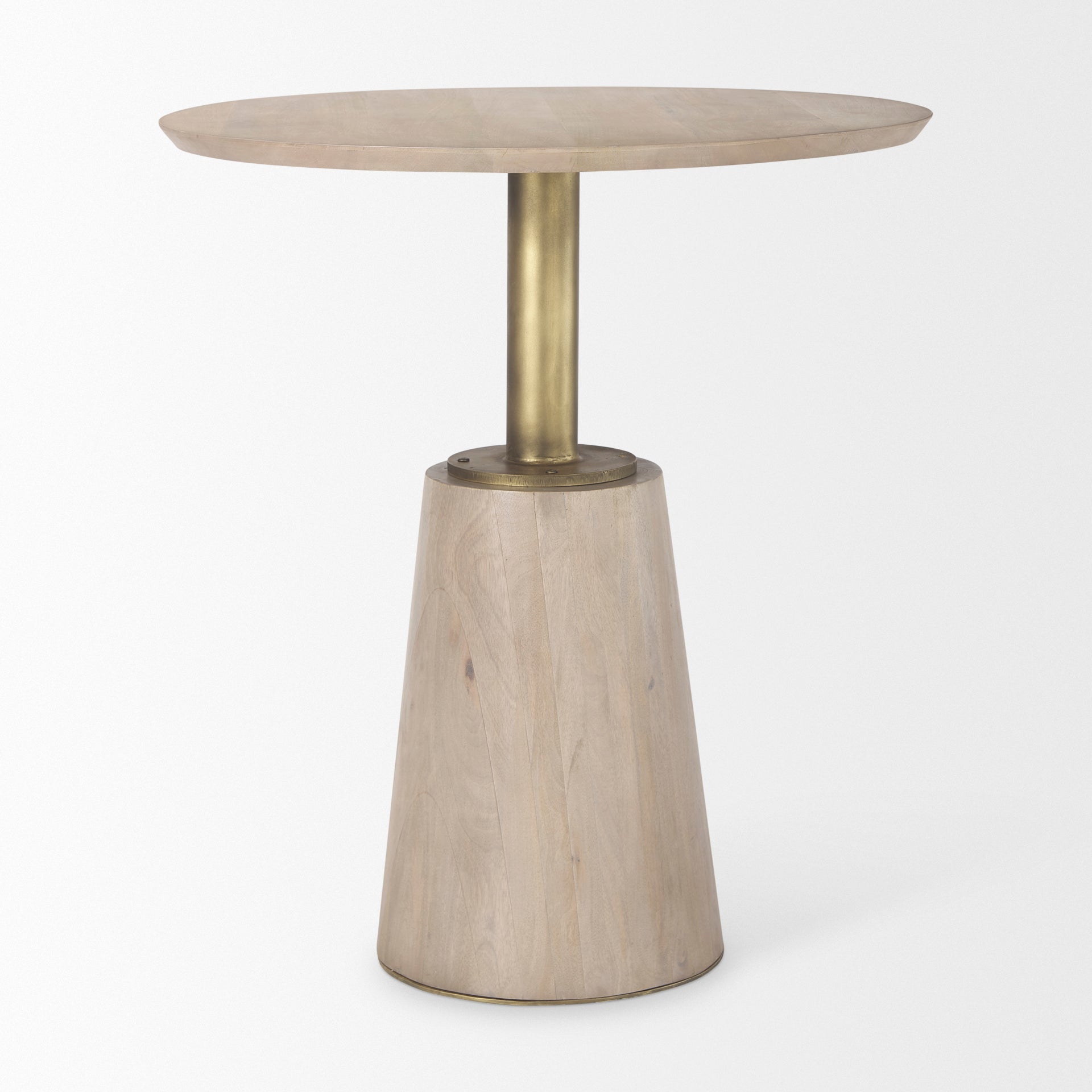 Mercana Maxwell 32" Round Black-Brown Wood With Black Metal Pedestal Bistro Table