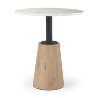 Mercana Maxwell 32" Round Black-Brown Wood With Black Metal Pedestal Bistro Table