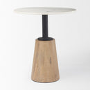 Mercana Maxwell 32" Round Black-Brown Wood With Black Metal Pedestal Bistro Table