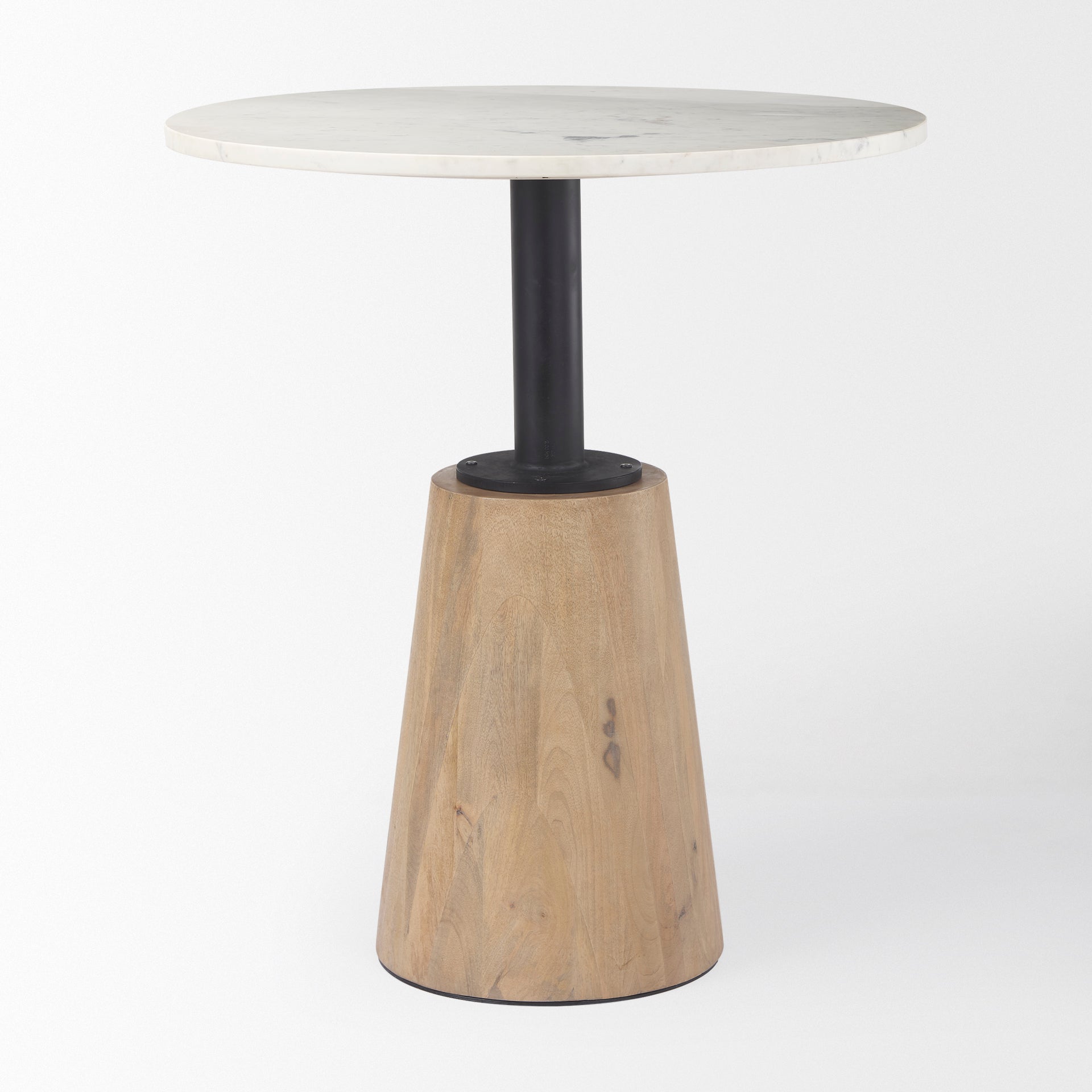 Mercana Maxwell 32" Round Black-Brown Wood With Black Metal Pedestal Bistro Table
