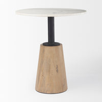 Mercana Maxwell 32" Round Black-Brown Wood With Black Metal Pedestal Bistro Table