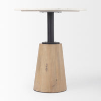 Mercana Maxwell 32" Round Black-Brown Wood With Black Metal Pedestal Bistro Table