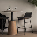 Mercana Maxwell 32" Round Black-Brown Wood With Black Metal Pedestal Bistro Table