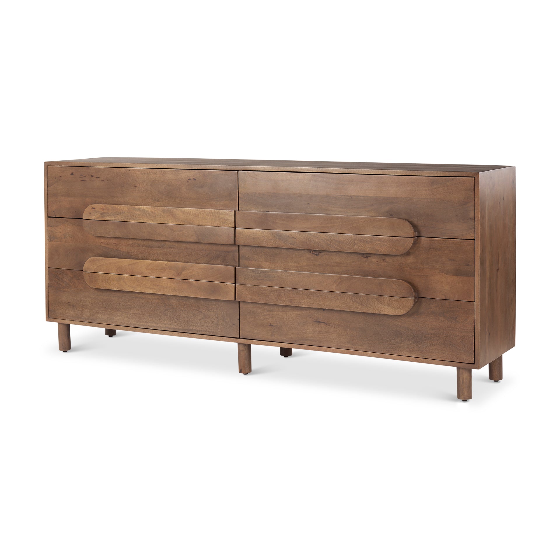Mercana Astrid Medium Brown Solid Wood 6 Drawer Sideboard