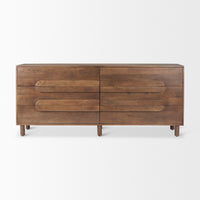 Mercana Astrid Medium Brown Solid Wood 6 Drawer Sideboard