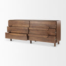 Mercana Astrid Medium Brown Solid Wood 6 Drawer Sideboard