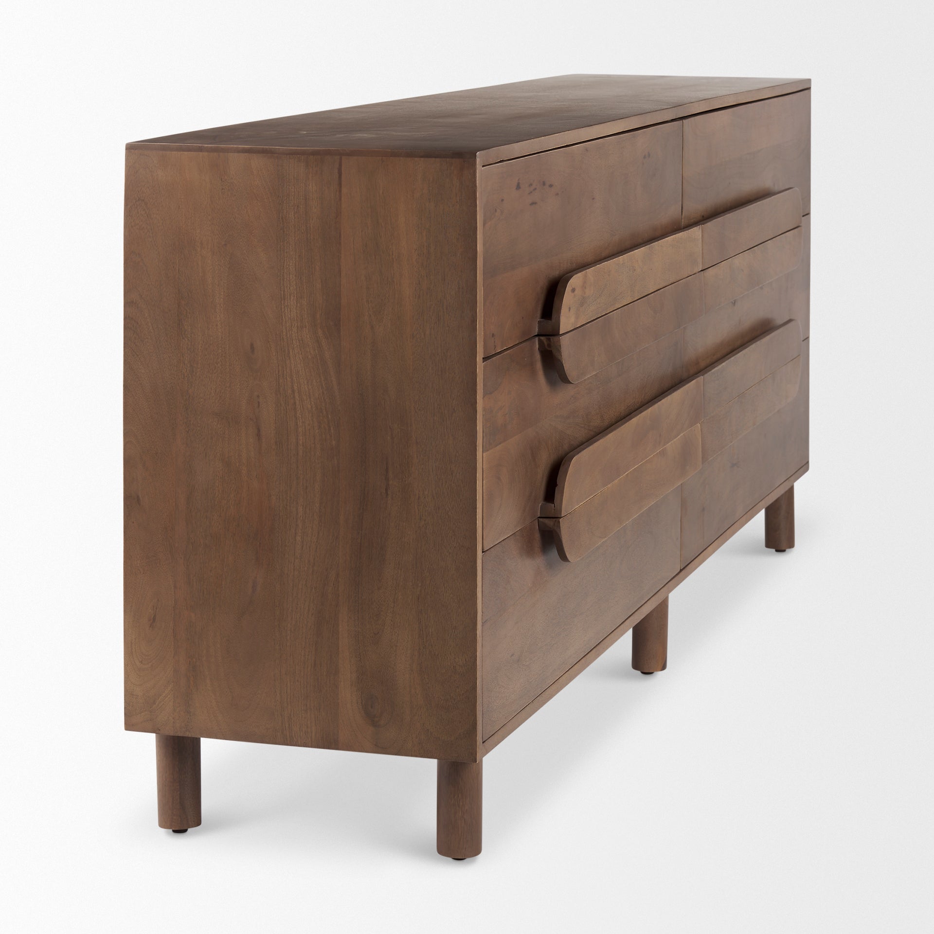 Mercana Astrid Medium Brown Solid Wood 6 Drawer Sideboard