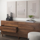 Mercana Astrid Medium Brown Solid Wood 6 Drawer Sideboard