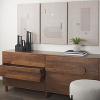Mercana Astrid Medium Brown Solid Wood 6 Drawer Sideboard