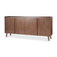 Mercana Lillie Medium Brown Wood 4 Door Tray Top Sideboard