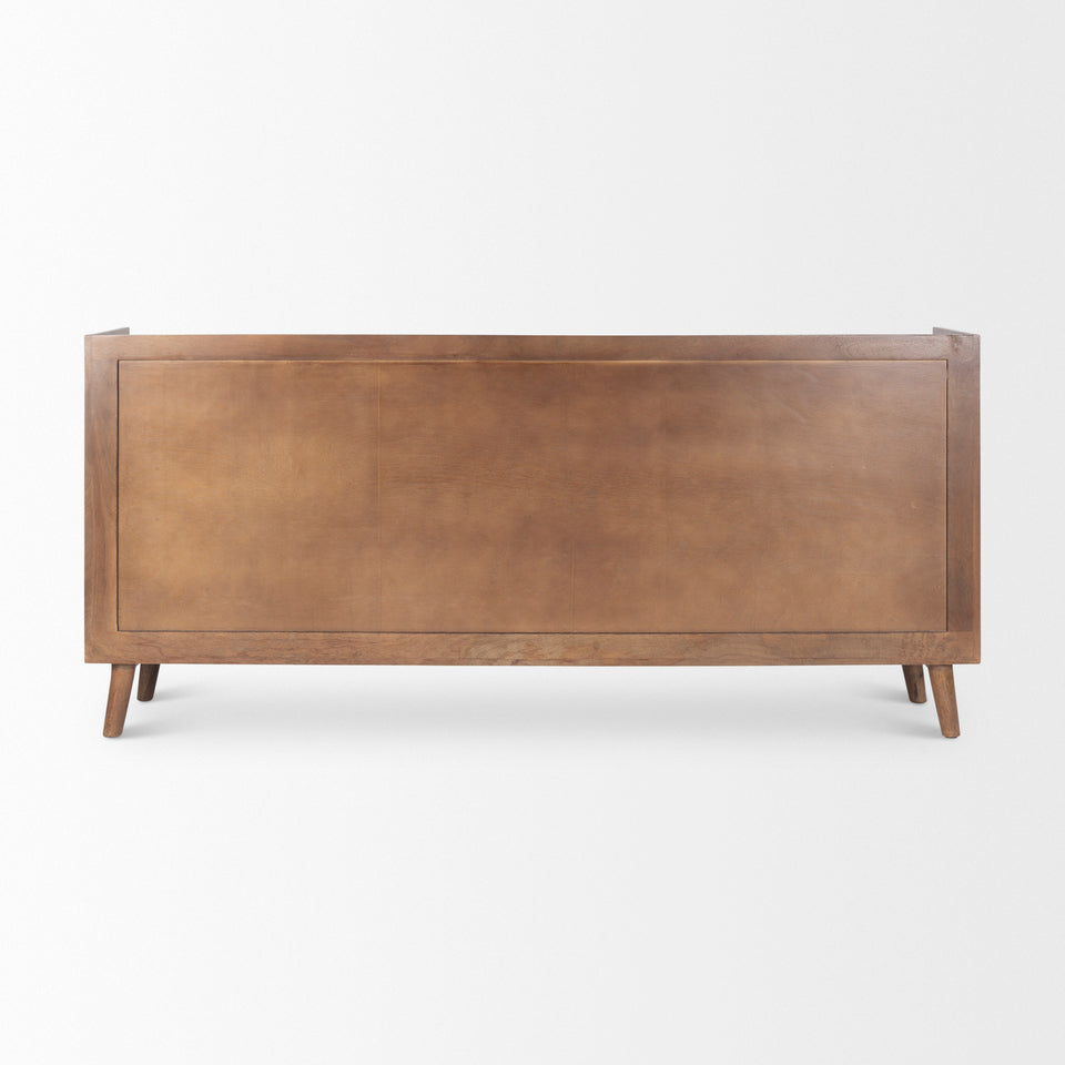 Mercana Lillie Medium Brown Wood 4 Door Tray Top Sideboard