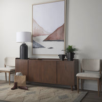 Mercana Lillie Medium Brown Wood 4 Door Tray Top Sideboard