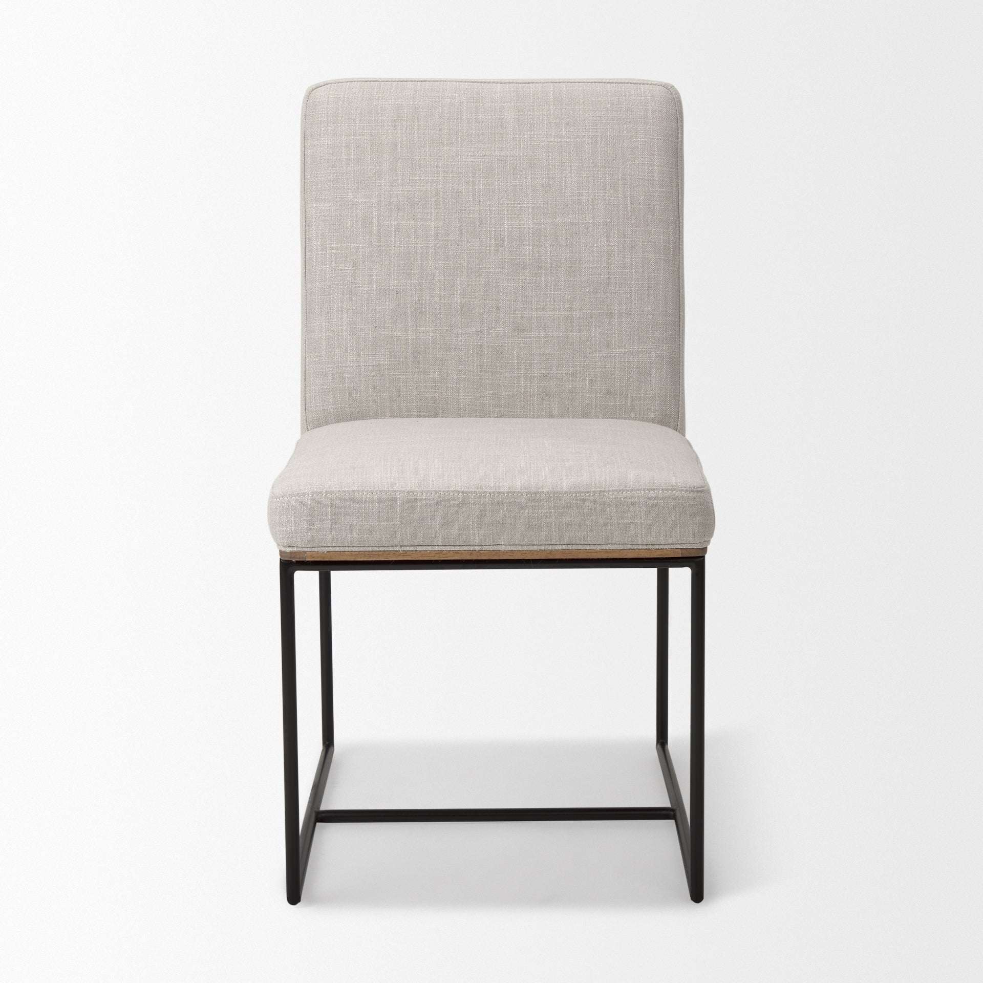 Mercana Stamford Beige Upholstered Seat With Wood Back, Black Metal Frame Dining Chair