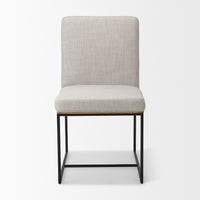 Mercana Stamford Beige Upholstered Seat With Wood Back, Black Metal Frame Dining Chair