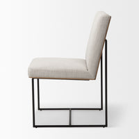 Mercana Stamford Beige Upholstered Seat With Wood Back, Black Metal Frame Dining Chair