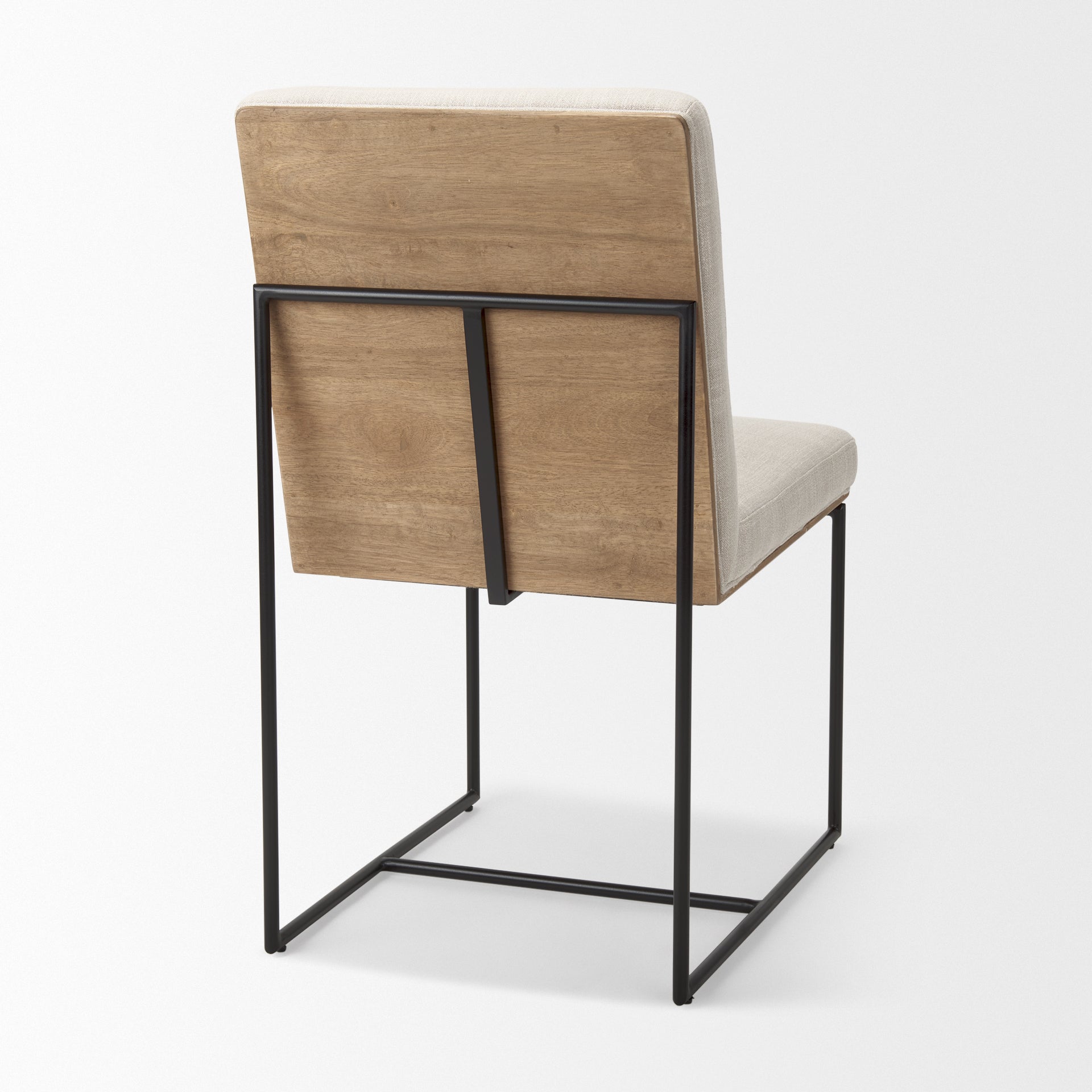 Mercana Stamford Beige Upholstered Seat With Wood Back, Black Metal Frame Dining Chair