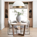 Mercana Stamford Beige Upholstered Seat With Wood Back, Black Metal Frame Dining Chair