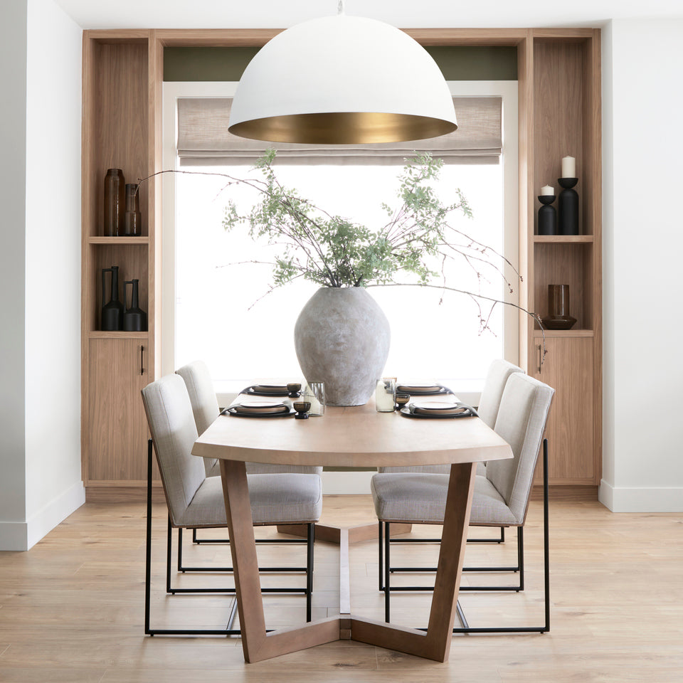 Mercana Stamford Beige Upholstered Seat With Wood Back, Black Metal Frame Dining Chair