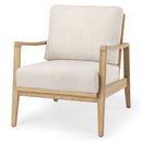 Mercana Raeleigh 28.0L x 34.1W x 34.4H Cream Fabric with Light Brown Wood Accent Chair