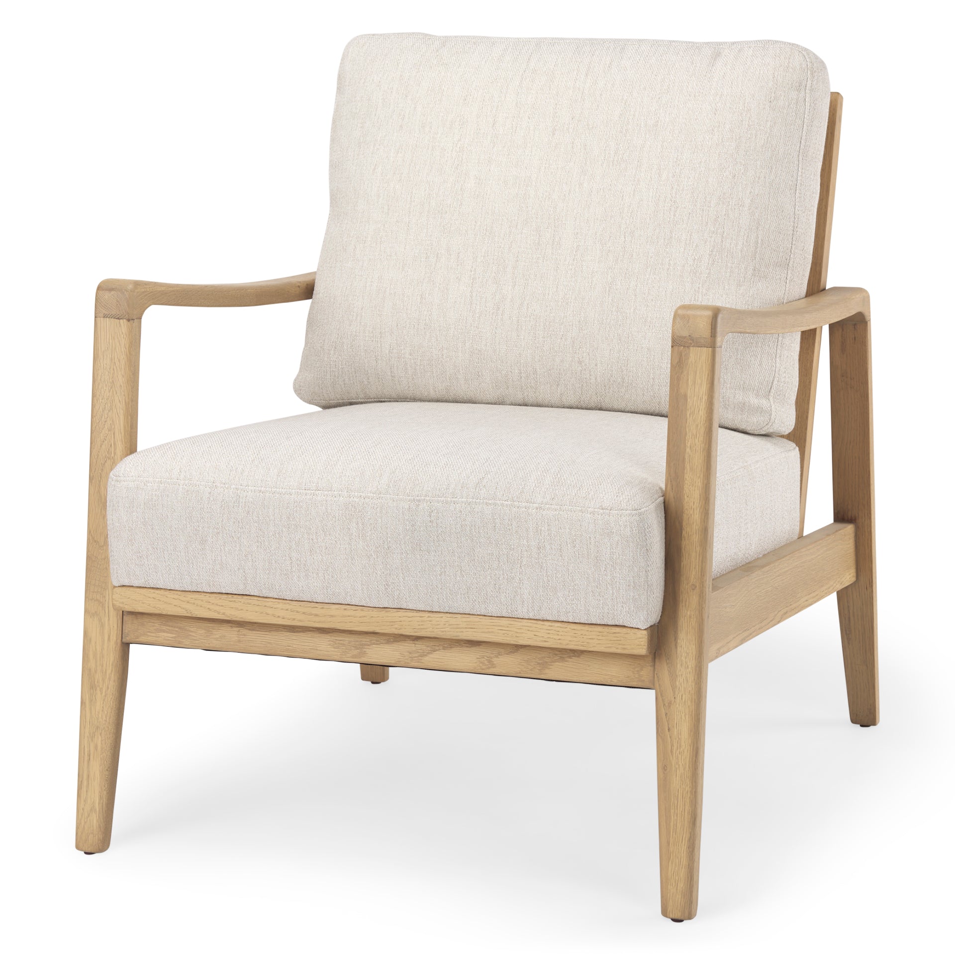Mercana Raeleigh 28.0L x 34.1W x 34.4H Cream Fabric with Light Brown Wood Accent Chair