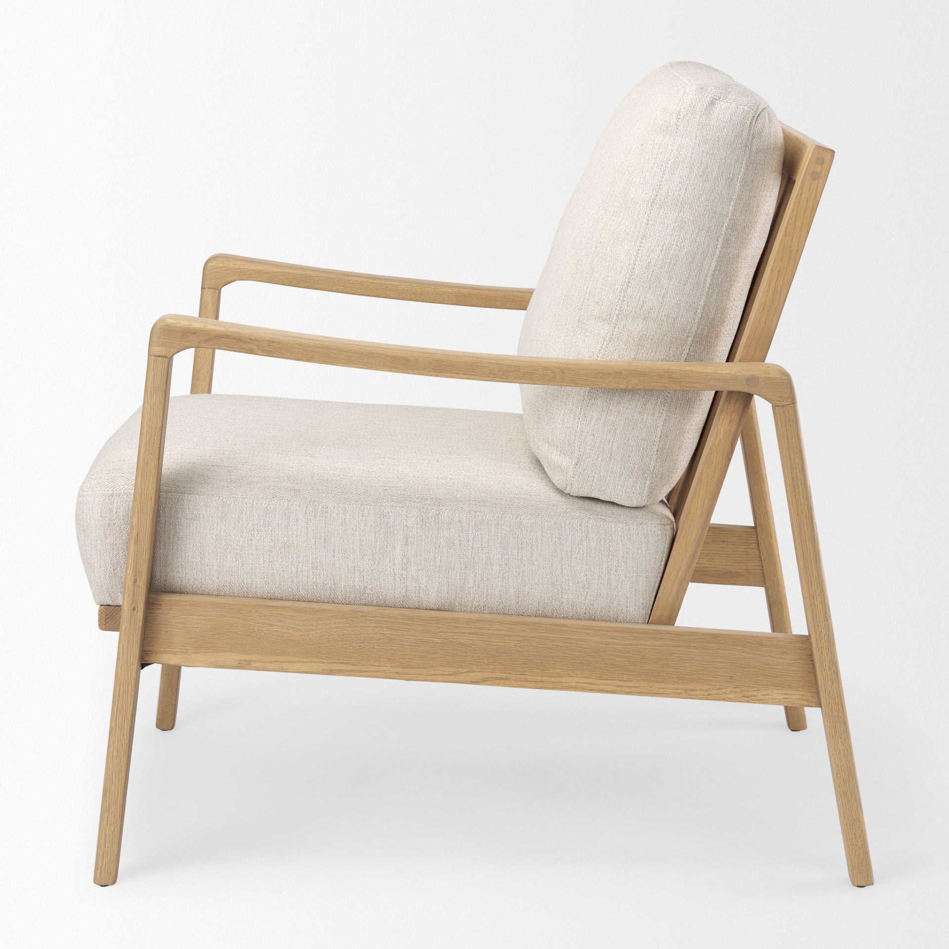 Mercana Raeleigh 28.0L x 34.1W x 34.4H Cream Fabric with Light Brown Wood Accent Chair