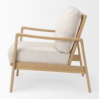Mercana Raeleigh 28.0L x 34.1W x 34.4H Cream Fabric with Light Brown Wood Accent Chair