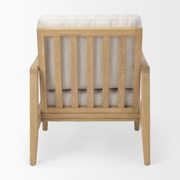 Mercana Raeleigh 28.0L x 34.1W x 34.4H Cream Fabric with Light Brown Wood Accent Chair