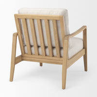 Mercana Raeleigh 28.0L x 34.1W x 34.4H Cream Fabric with Light Brown Wood Accent Chair