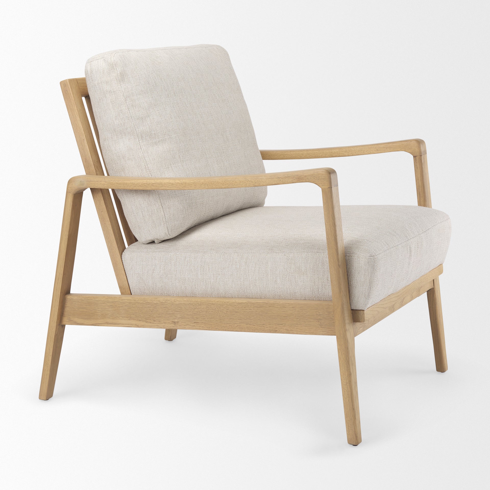 Mercana Raeleigh 28.0L x 34.1W x 34.4H Cream Fabric with Light Brown Wood Accent Chair