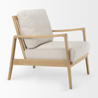 Mercana Raeleigh 28.0L x 34.1W x 34.4H Cream Fabric with Light Brown Wood Accent Chair