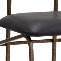Sunpan Gibbons Barstool in Antique Brass - Charcoal Black Leather / Black - Bravo Portabella