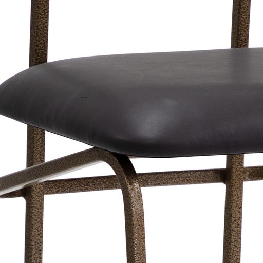 Sunpan Gibbons Barstool in Antique Brass - Charcoal Black Leather / Black - Bravo Portabella