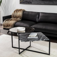 Sunpan Rivas End Table Grey / White Marble