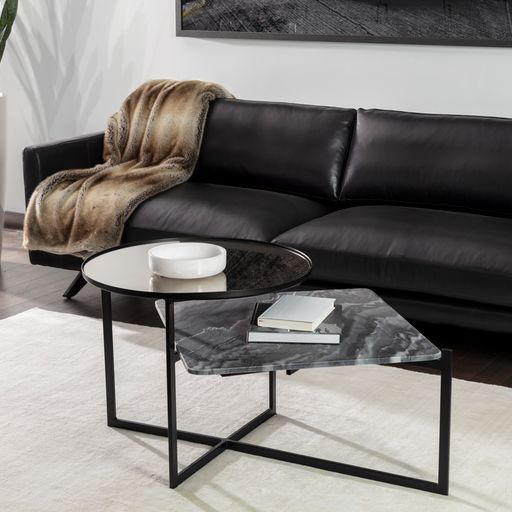 Sunpan Rivas End Table Grey / White Marble