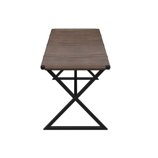 Sunpan Elon Bench - Vintage Cognac / Suede Light Tan Leather