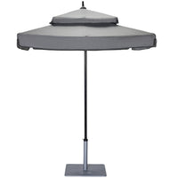 Woodard Canopi Duplici 6' Square Double Tier Umbrella with Pulley Lift, Beach Bum Creamsicle (Grade A), 85 Pound Umbrella Base - Black, 4 Light Kit, Umbrella, Aluminum, Fabric, Square, 4 Legs, Outdoor