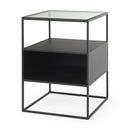 Mercana Samson 15.7L x 15.7W x 21.3H Side Table Matte Black Metal and Glass