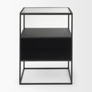 Mercana Samson 15.7L x 15.7W x 21.3H Side Table Matte Black Metal and Glass
