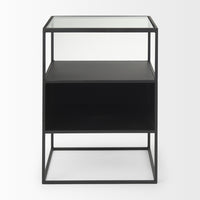 Mercana Samson 15.7L x 15.7W x 21.3H Side Table Matte Black Metal and Glass