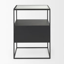 Mercana Samson 15.7L x 15.7W x 21.3H Side Table Matte Black Metal and Glass