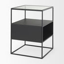 Mercana Samson 15.7L x 15.7W x 21.3H Side Table Matte Black Metal and Glass